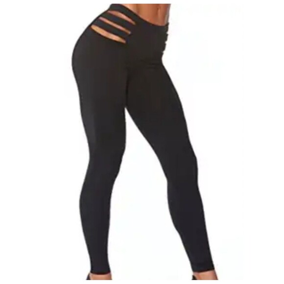 BOMBSHELL "SAVAGE BLACK" SPORTSWEAR XS Scrunch Butt Workout Athletic Leggings - Picture 2 of 5
